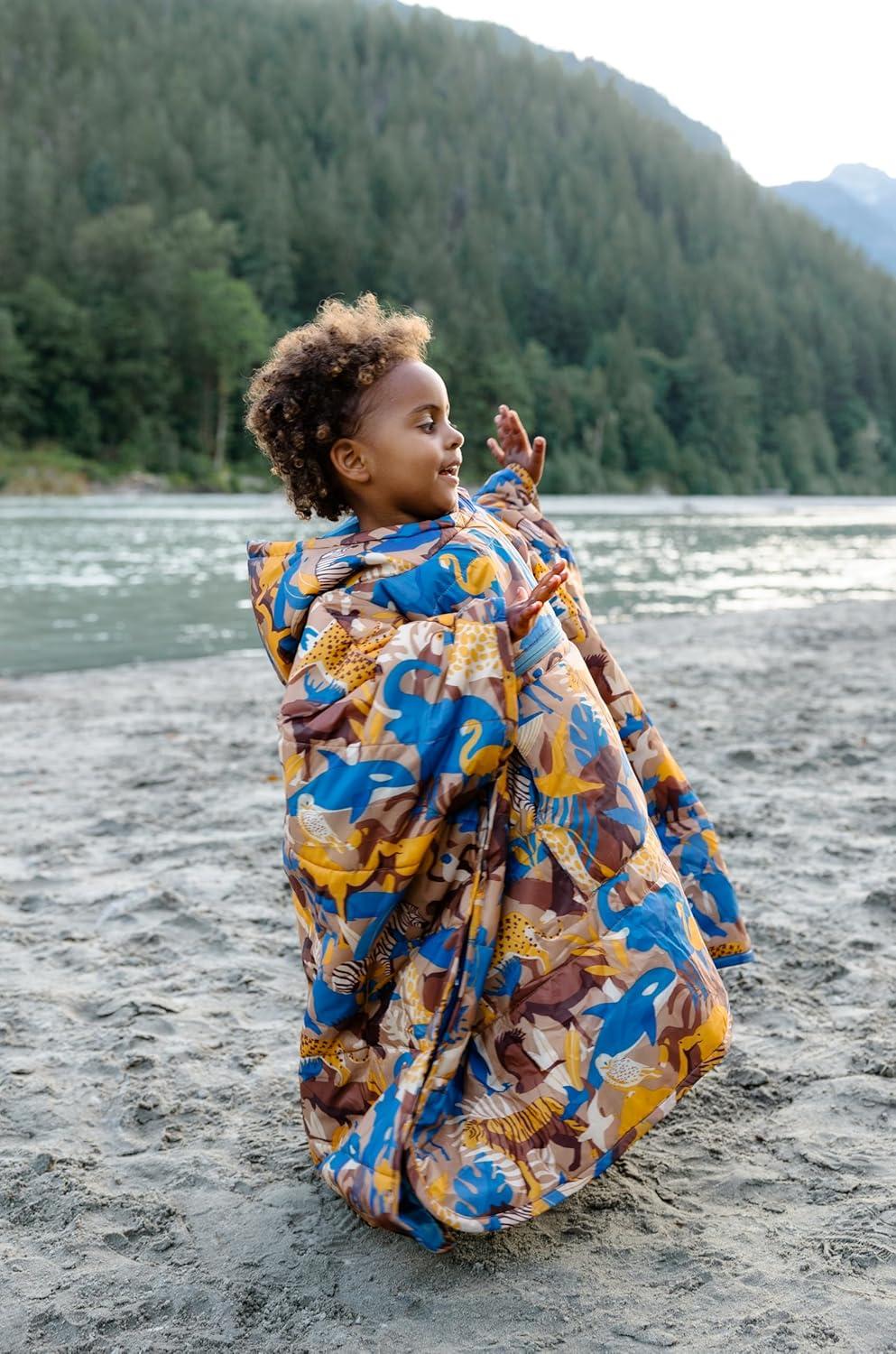 image:imageThermaRest UnisexYouth Kids Honcho Poncho Wearable Hoodie BlanketBrown