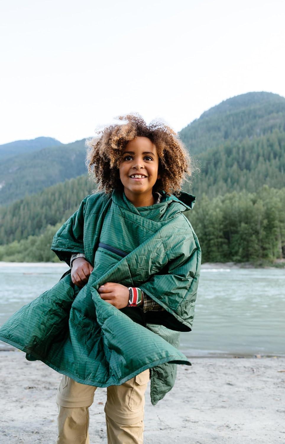 image:imageThermaRest UnisexYouth Kids Honcho Poncho Wearable Hoodie BlanketGreen